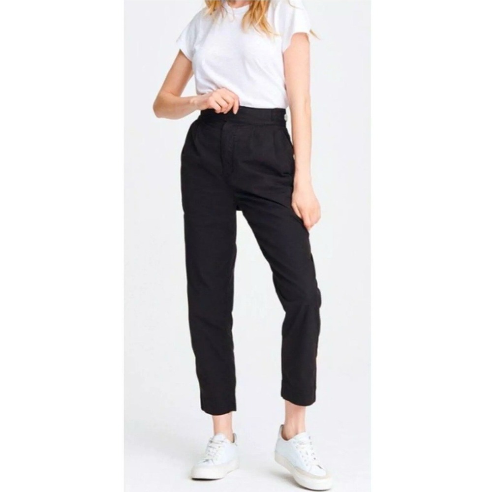 Rag & Bone $295 Wilson Pants Washed Black 26 Adjustable Waist Chino Barrel Leg